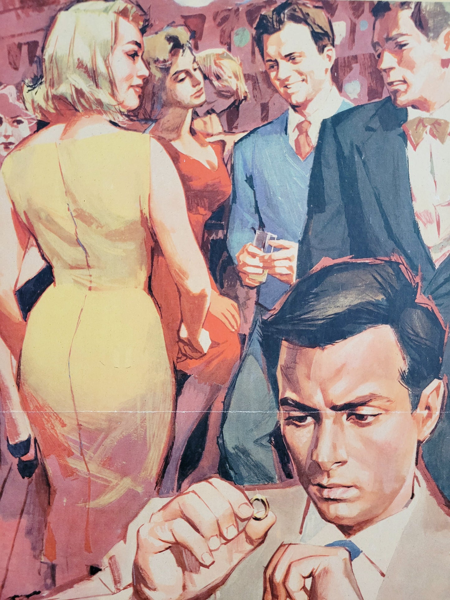 detail of an Italian movie poster of "Giovani Mariti Young Husbands from the golden age of Italian cinema