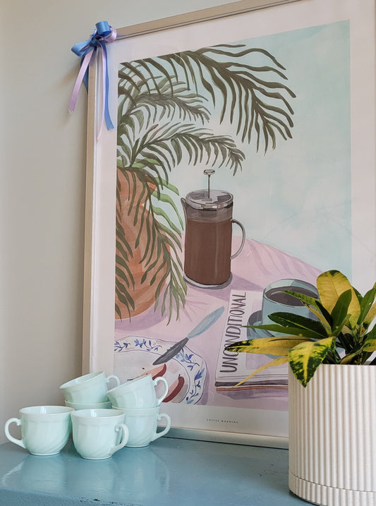 full view of six Arcopal France opaline cups for coffee or tea