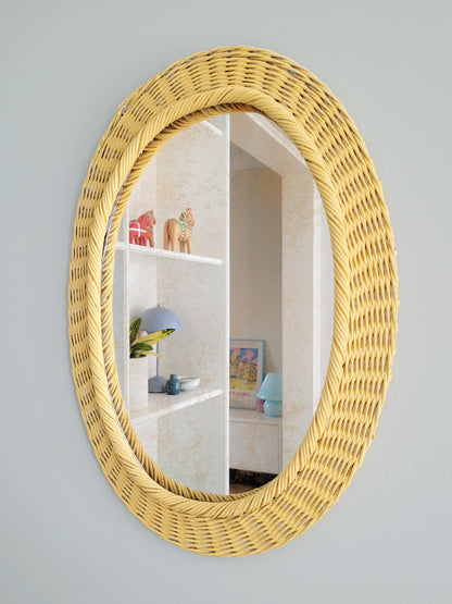 vibrant yellow oval mirror