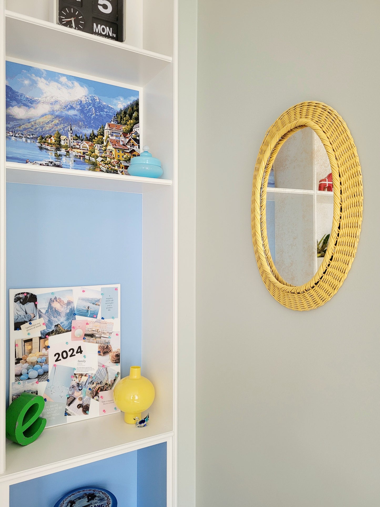 vibrant yellow oval mirror