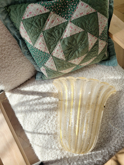 top view of a Barovier & Toso Murano glass wall lamp with a leaf design. 