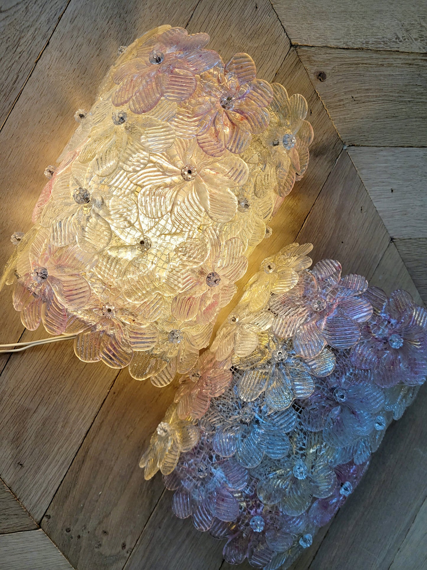 vintage Murano flower wall lights (sold as a pair)