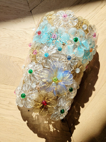 a Seguso vintage Murano flower wall lamp or sconce with colourful glass petals