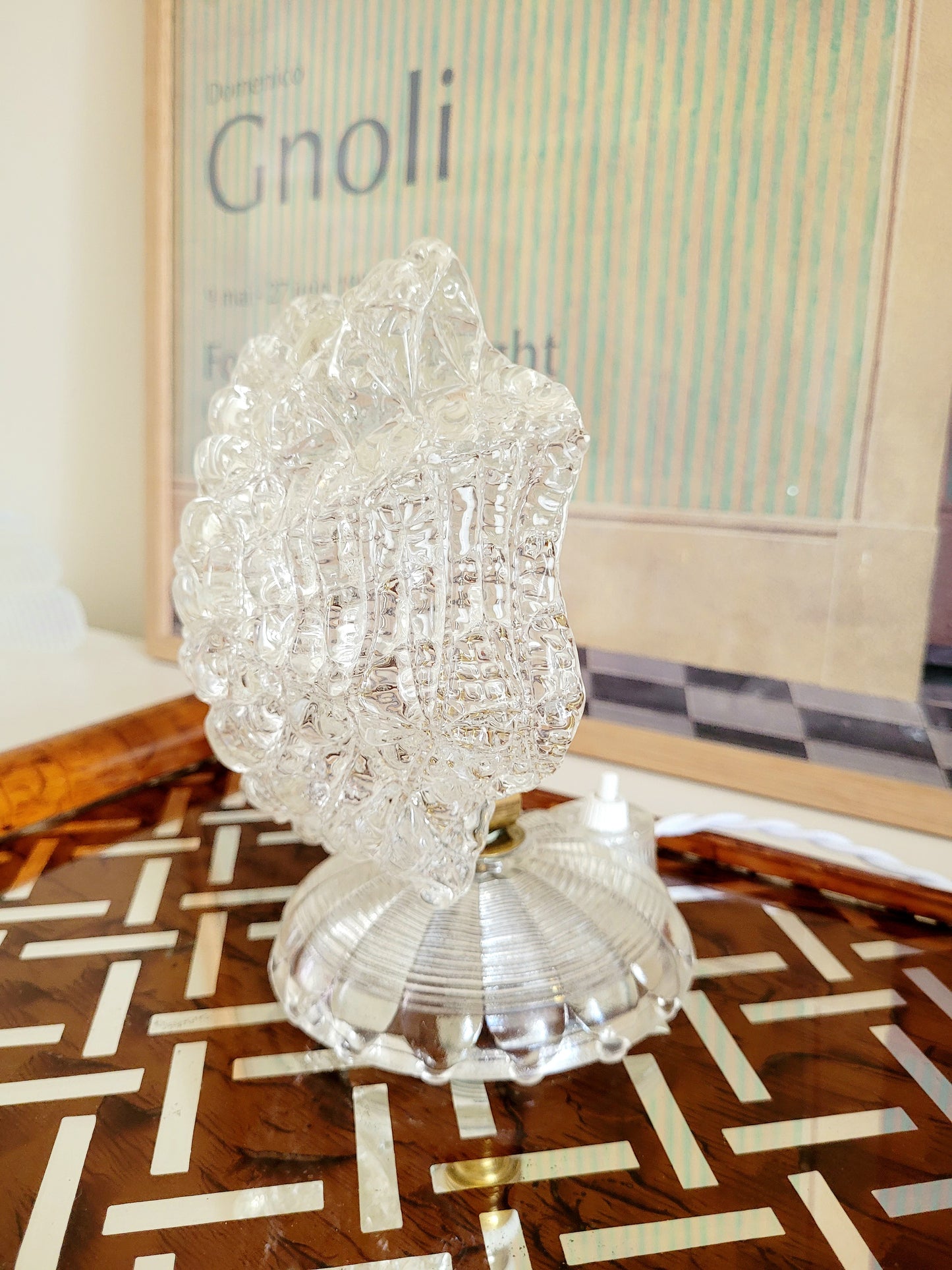 a vintage Murano glass table lamp with starburst shape
