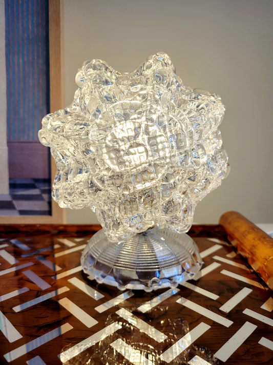 a vintage Murano glass table lamp with starburst shape