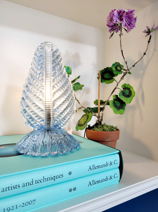 light blue Murano leaf table lamp