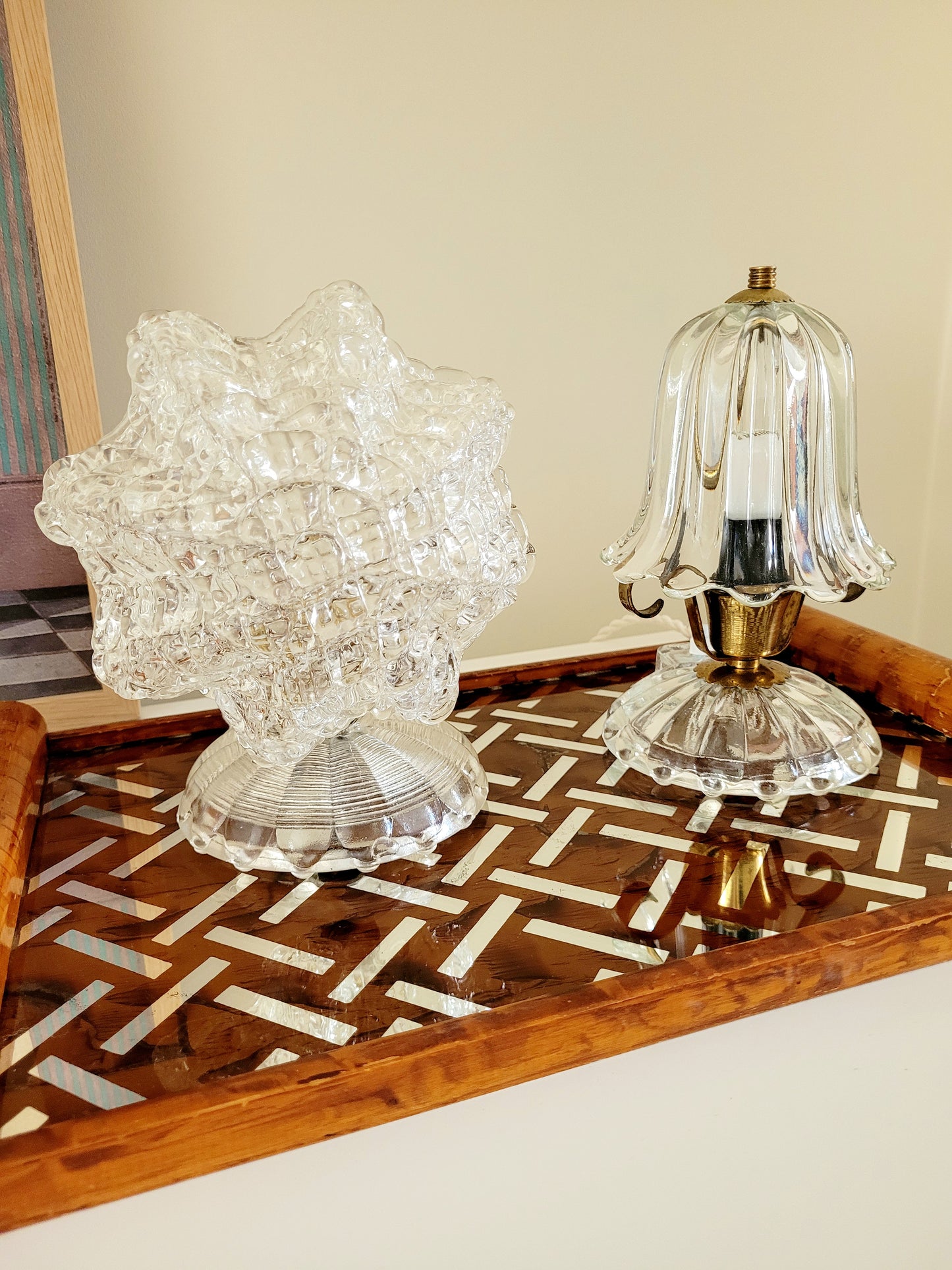 full view of some vintage Murano glass table lamps