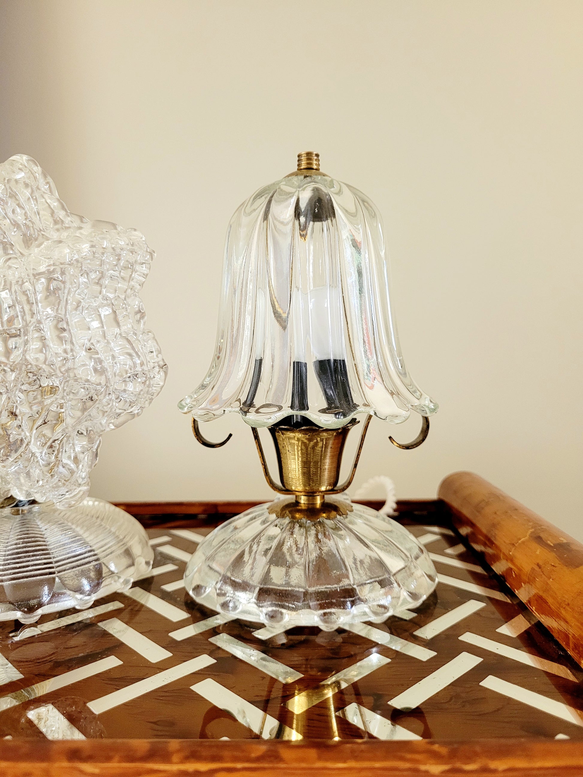 full view of some vintage Murano glass table lamps