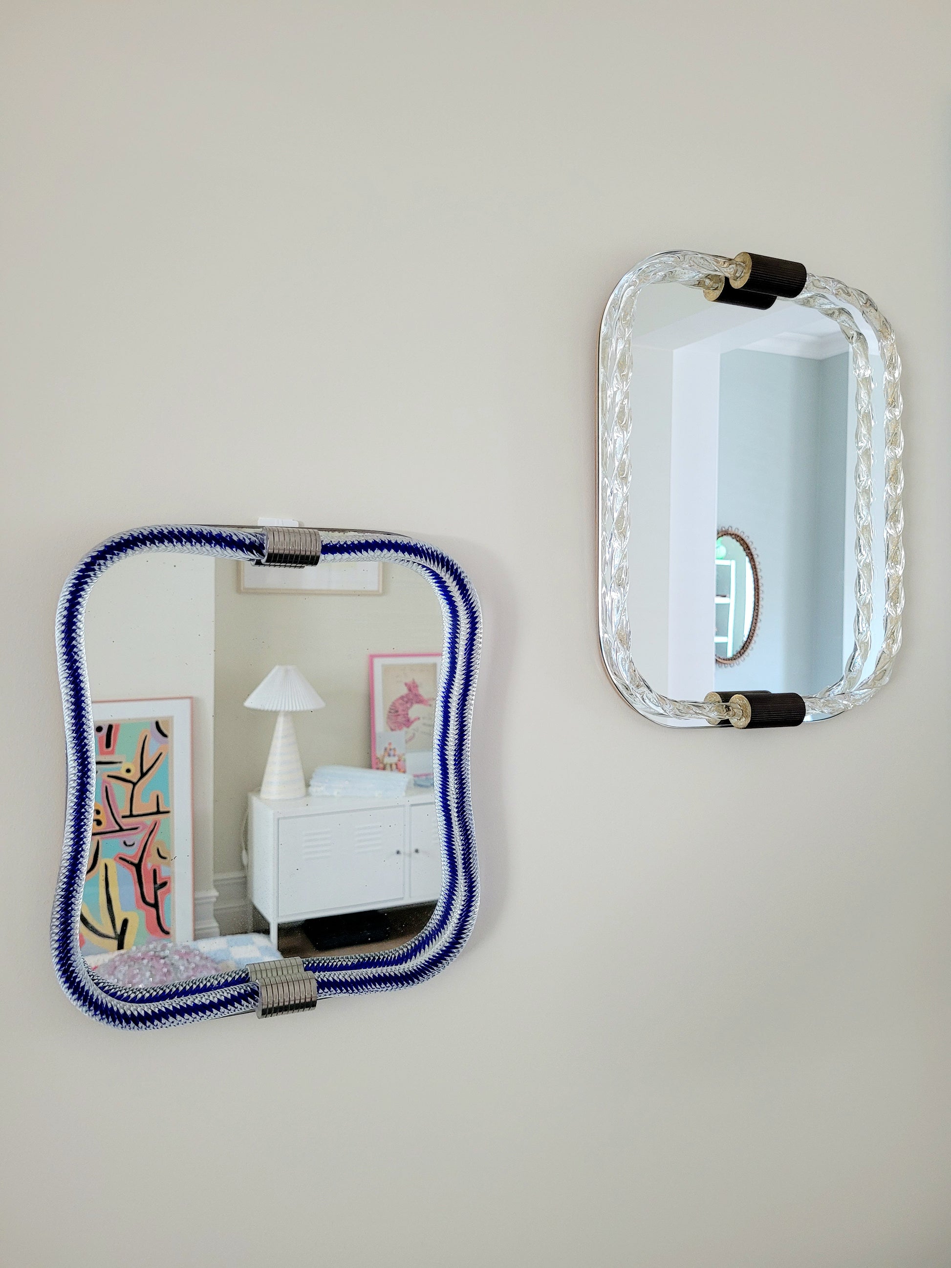 2 vintage Italian mirror,s accentuated by a twisted frame 