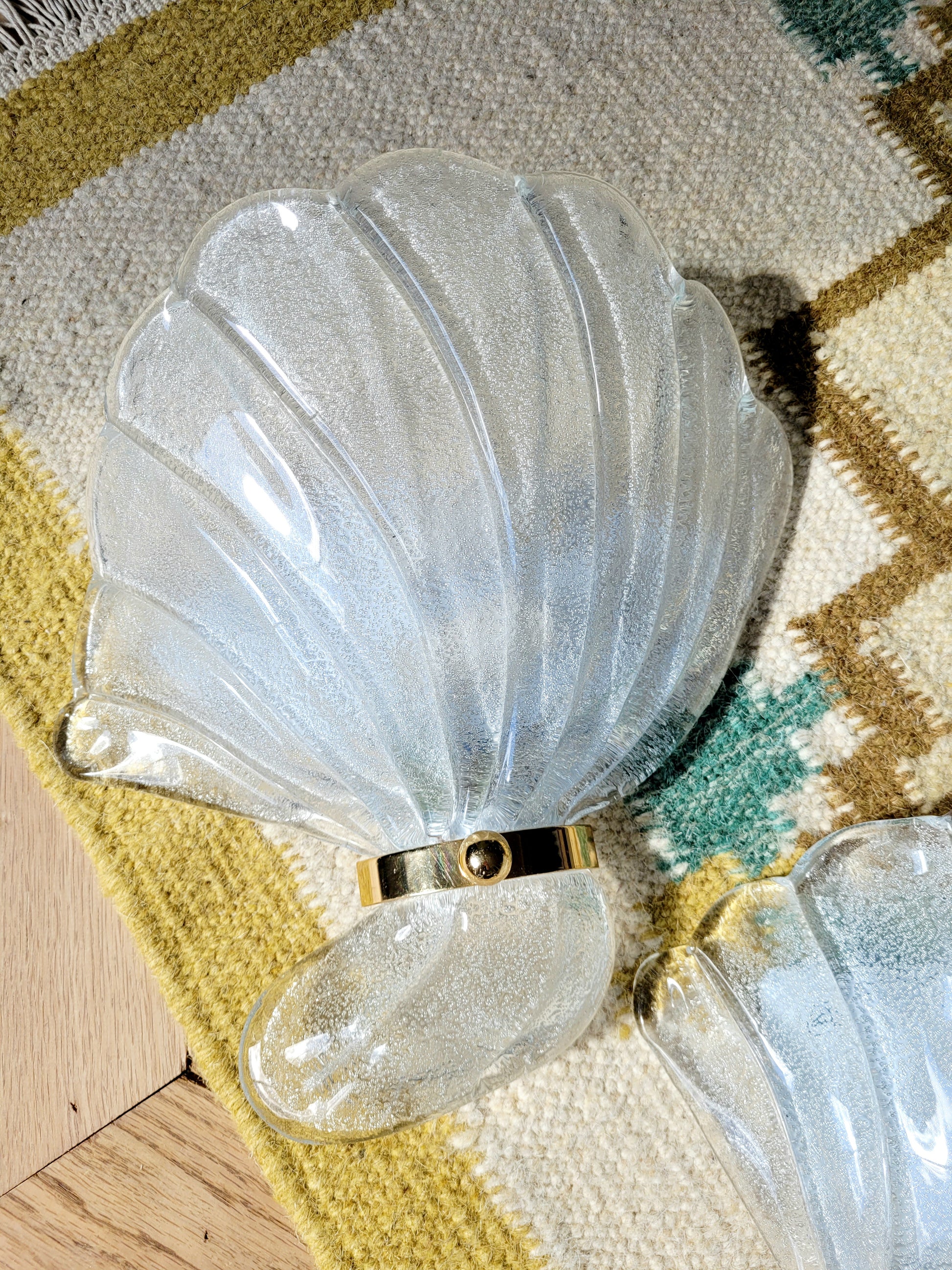 top view of a pair of vintage Murano seashell wall lights