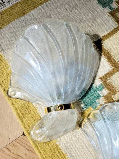 top view of a pair of vintage Murano seashell wall lights
