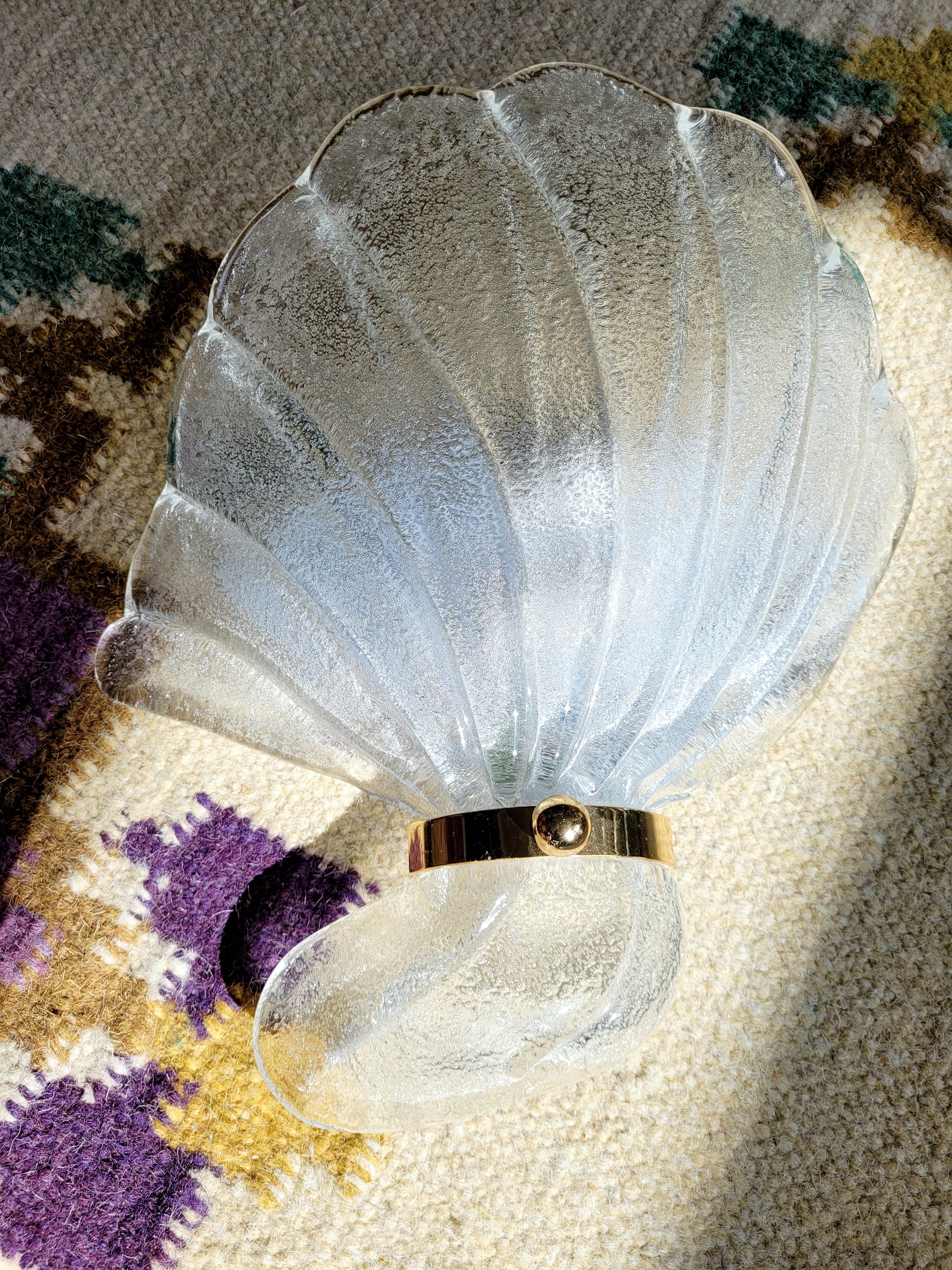 top view of a vintage Murano seashell wall light