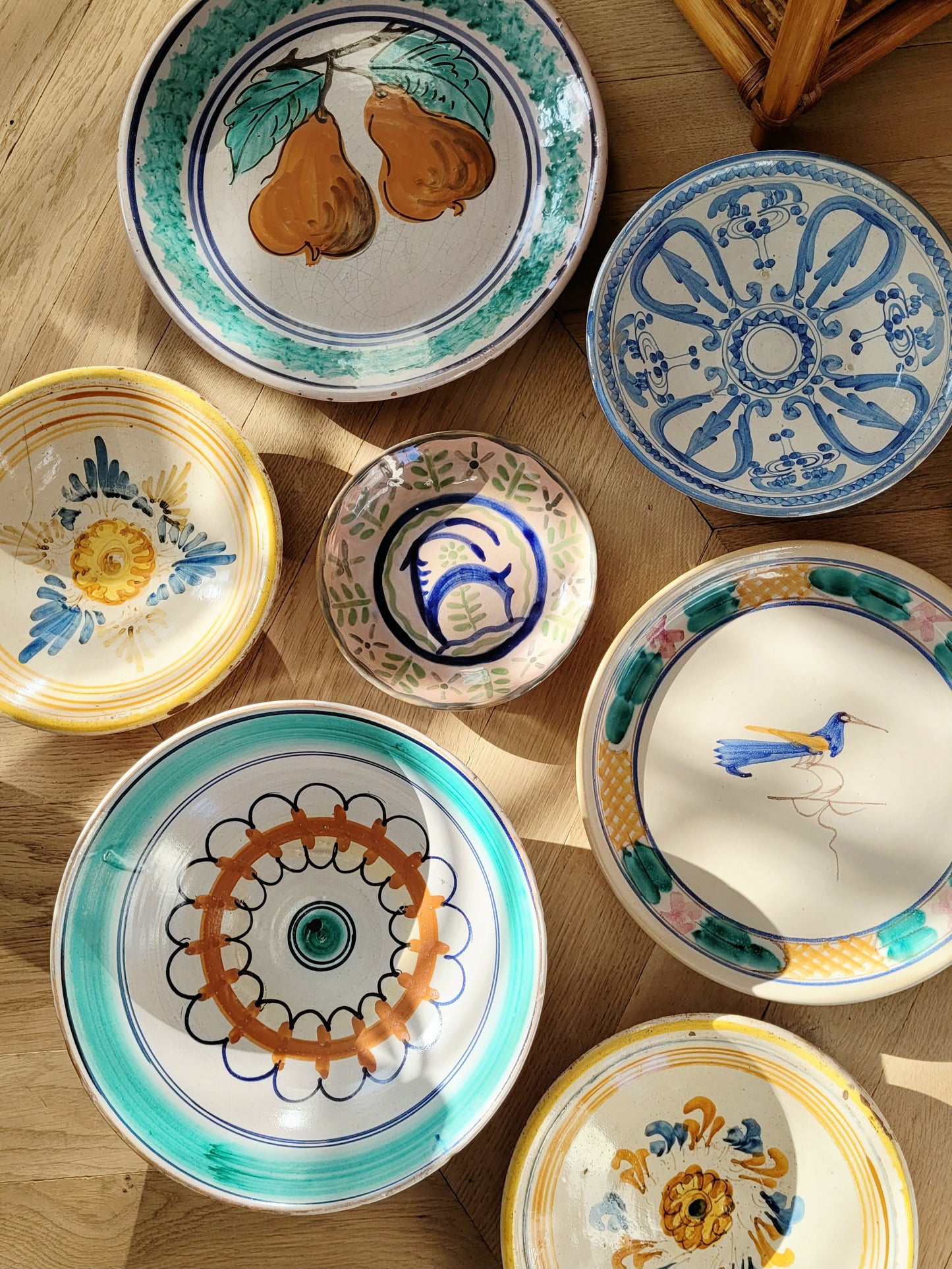 top view ofceramic Italian plates and bowls