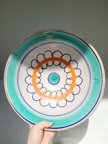 front view of a large Sicilian ceramic Caltagirone bowl