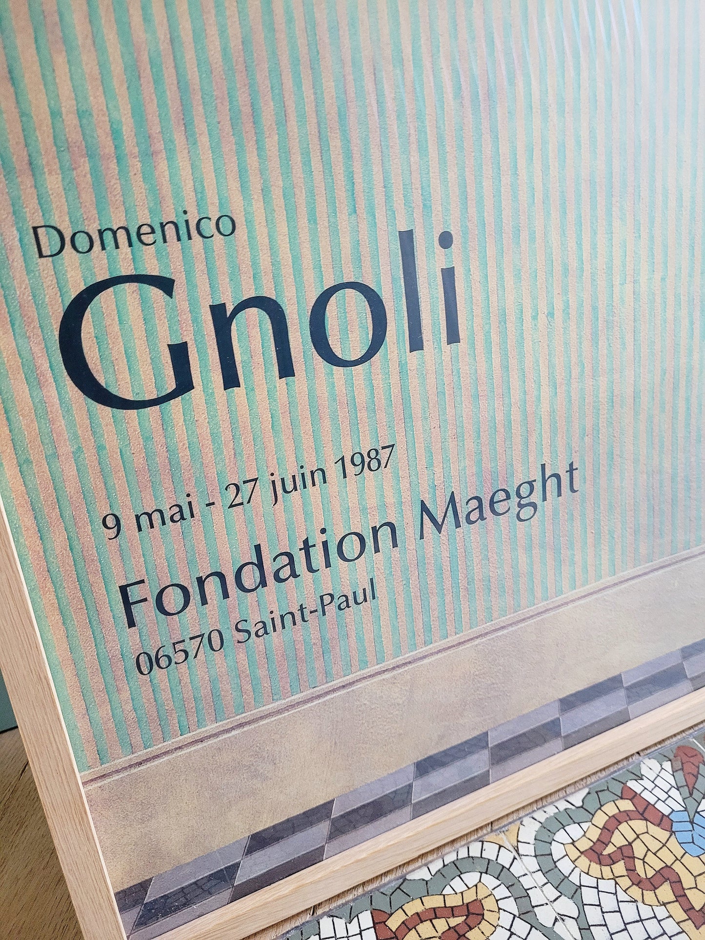 Vintage poster published for the Gnoli Domenico exhibition at the Maeght Foundation in 1987 presenting the work "The Empty House" from 1966