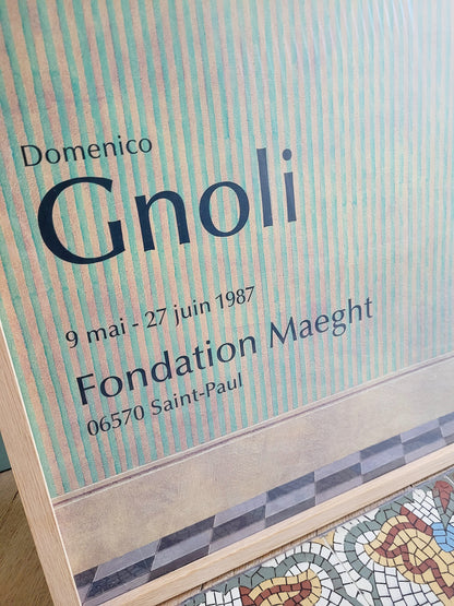 Vintage poster published for the Gnoli Domenico exhibition at the Maeght Foundation in 1987 presenting the work "The Empty House" from 1966